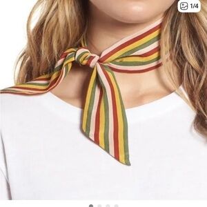 Madewell colorful striped silk skinny scarf/ bandana